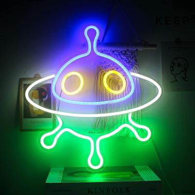 China Buildings LED Spaceship UFO Universe Series Acrylic Motherboard Decorative Small Neon Light Decorative Neon Sign for sale