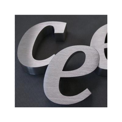 China Buildings logo custom wall laser cut 3d exterior brushed stainless steel metal letters small metal letter sign for sale