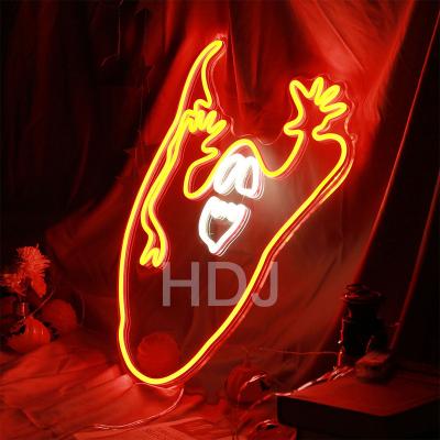 China Buildings New Neon Ghost Shaped Lights Decorative Lights For Halloween Holiday Parties Neon Sign for sale