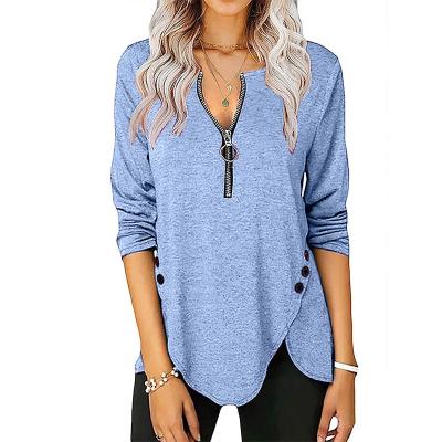 China QUICK DRY Autumn Fashion T-shirt Hot Selling Women's Oversized Round Neck Casual Long Sleeve Pullover Long T-shirt for sale