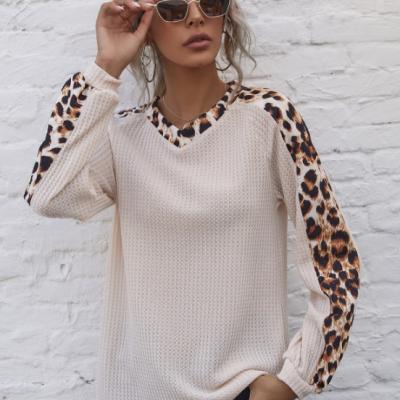 China Popular Anti-wrinkle Women's Autumn Fashion Leopard Contrast Color Knitted Jacket Sweater Sweater for sale