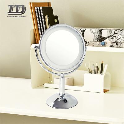 China Lighted 360 degree rotation IP44 magnifying led lightilluminated table / desk makeup mirror for sale