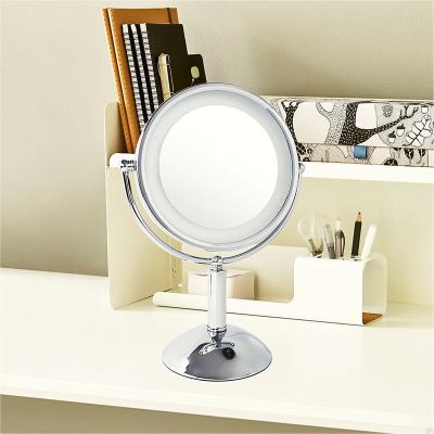 China Lighted Round Table 360 ​​Degree Rotation 1x/3x/5x Magnification Lighted Bathroom Led Makeup Mirror for sale