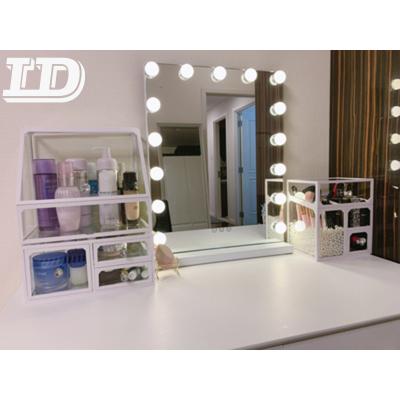 China Bathroom Bedroom Travel Makeup Mirror Lighted Cosmetic Mirror With Touch Dimmer Switch Holder For Table Top for sale