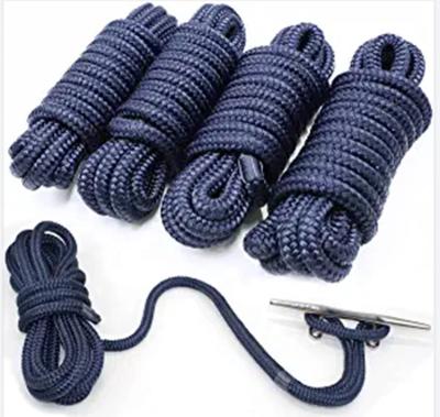 China Yacht Factory Price Double Braid Polyester Mooring Dock Line for sale