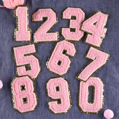 China Other Wholesale Glitter Embroidery Chenille Letter Patches Badge With Clothes And Bags for sale