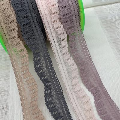 China 27MM/38MM Elastic Stretch Spandex Lace Nylon Mesh Trim For Sleepwear Underwear for sale