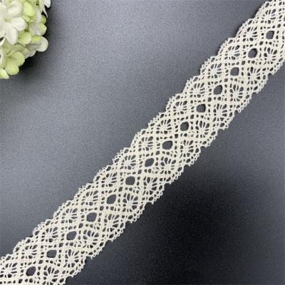 China Other Clothing Accessories Cotton Crochet Lace Trim 30MM Bowknots Lace Up Ribbon for sale