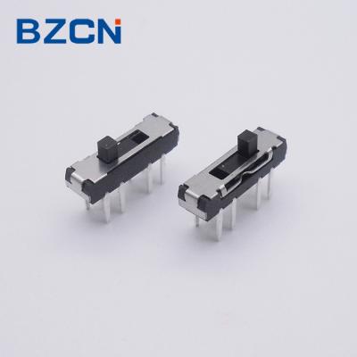 China 1P2T 2P3T Through Hole Terminal 8 Pin Sliver Plate Sliding Contact With 3 Position for sale