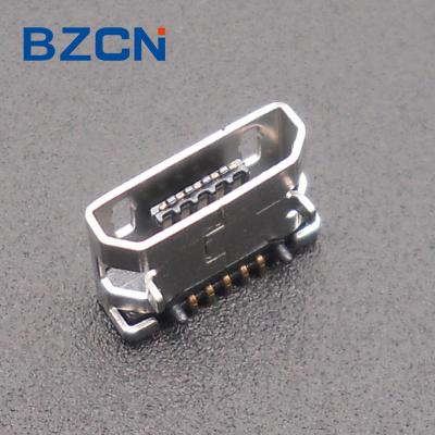 China Brass smd micro usb 5 pin female connector/flat hole usb micro jack 5pin for sale