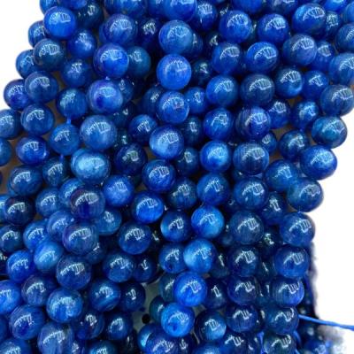 China Wholesale Natural Mineral Semi-precious Gemstone Kyanite Blue Kyanite Loose Beads Pleochroic/Pleochroism 8mm Stone Beads For Jewelry Making for sale