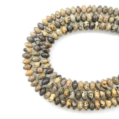 China Pleochroic/Pleochroism High Quality Natural Gemstone Yellow Roundel Stone Jasper Picture Beads Make DIY Jewelry Bracelet Necklace for sale