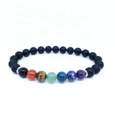 China Wholesale Natural Pleochroic / Matte Pleochroism Black Agate Gemstone 7 Chakra Bracelet Stone Bracelet for sale