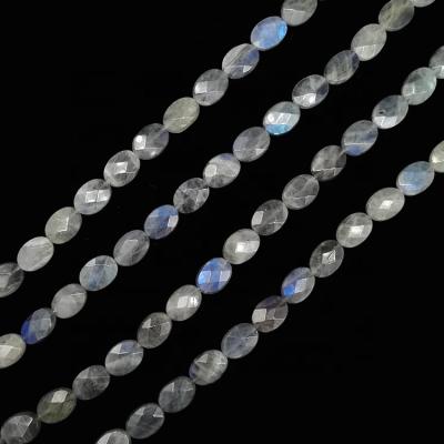 China Wholesale Natural Mineral Pleochroic/Pleochroism Labradorite Gray Ellipse Faceted Semi Precious Stone Gemstone Loose Beads For Jewelry Making for sale