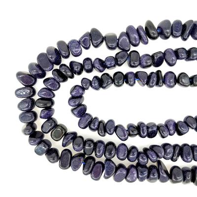 China Pleochroic/Pleochroism Natural Gemstone 8-10 x10-12mm Blue Irregular Goldstone Beads Sand Round Loose Stone Bead Accessories For Jewelry Making for sale