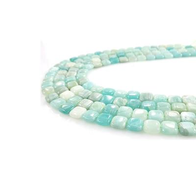 China Pleochroic / Pleochroism 10mm One Square Gem Natural Green Amazonite Stone Beads Beaded Gem Jewelry Making for sale