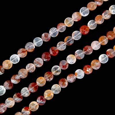 China Wholesale Pleochroic/Pleochroism 10mm Faceted Roundel Natural Stone Hematoide Loose Gemstone Beads For Jewelry Making for sale