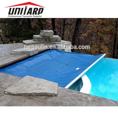 China Private Standard Blue Retractable Garden Winter Pool Cover , In-ground PVC Solid Safety Swimming Pool Cover for sale