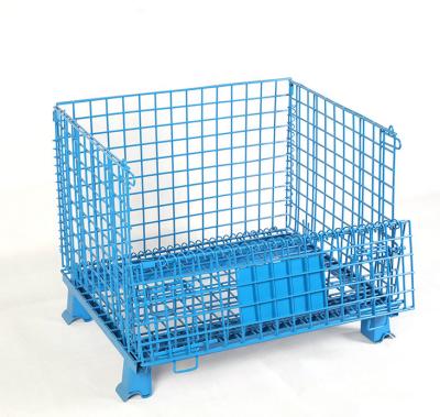 China High Transport Capacity Folding Wire Mesh Cage Custom Roll Galvanized Stainless Steel Storage Stackable Logistic Cage for sale