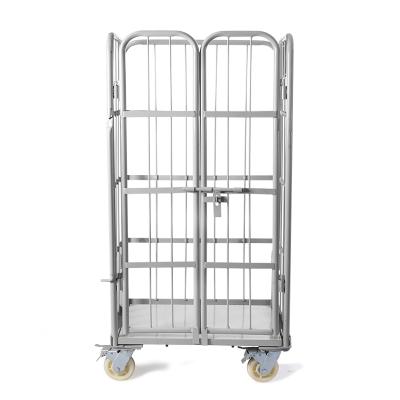 China Fashion Durable Design Folding Trolleys Rolling Cage Container Industrial Logistics Mesh Trolleys for sale