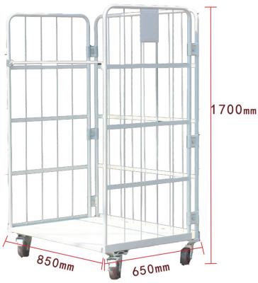 China High Quality Cargo Storage Supermarket Security Storage Zinc Steel Wire Mesh Roll Cage Pallet Trolley for sale