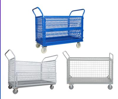 China Factory Direct Sale Durable Cheap Wire Mesh Trolley With Wheel Handle Trolleys for sale