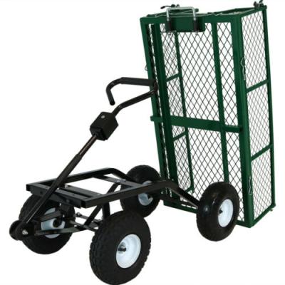 China Latest Factory Durable Warehouse Folding Heavy Duty Hand Cart Garden Materia Trolley Cart Garden Trolley Steel Cart for sale