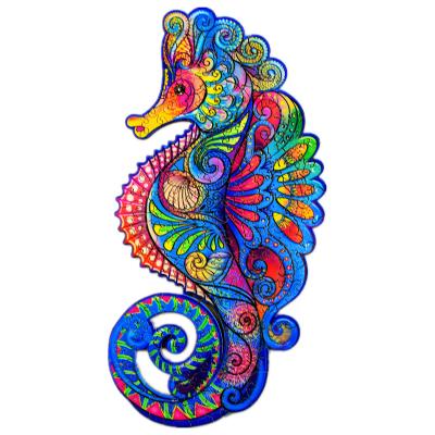 China Cartoon Toy Factory Price Animal Shape Seahorse Custom 3d Jigsaw Wooden Jigsaw Puzzle for sale