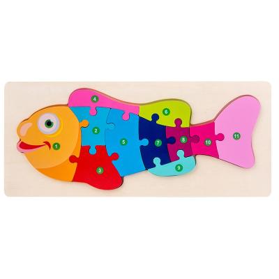 China Educational Toy Wooden Children's Cartoon Toy Wooden Puzzles Animals For Children Cartoon 3d for sale