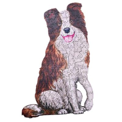 China Cartoon Toy Cute Dog OEM Intelligence Wooden Puzzles For Adults No Rough Animal Wooden Puzzles for sale