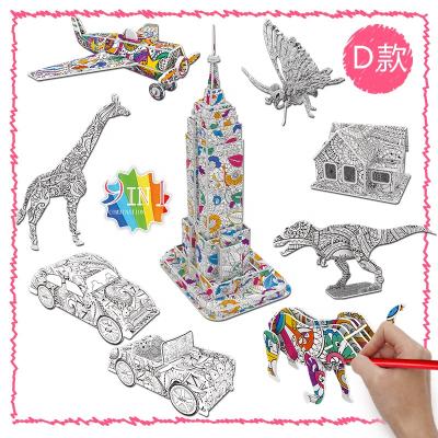 China Kids DIY Toys Educational Doodle Animals Dinosaurs Planes Colorful Houses Painting Sets 3D Puzzles Kids Play For Kid for sale