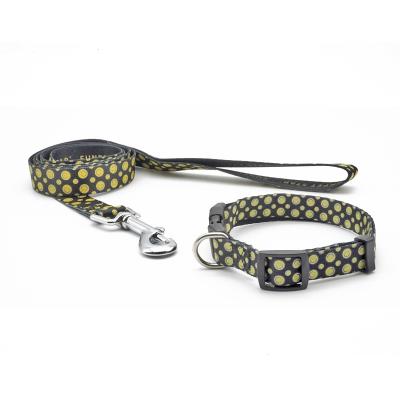 China Personalized Custom Printed Design Polyester Dog Collars And Leashes Sets For Pets for sale