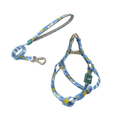 China Custom Manufacturer Wholesale Custom Multi-design sublimation dog harness leash set with rubber logo 2022 for sale