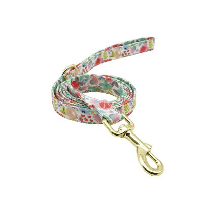 China Designer Personalized Luxury Modern Floral Pattern Cotton Dog Leash Lead For Medium Small Pet for sale