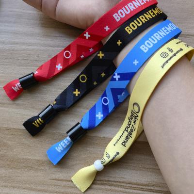 China 2022 custom old use slide lock products birthday wristband/fabric festival wristband/polyester wristband for events for sale