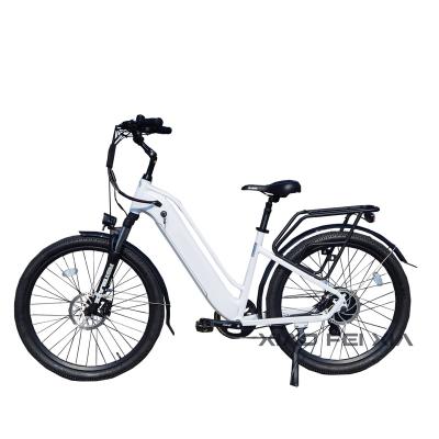 China Aluminum Alloy 27.5 Inch 500W 750W Ebike Rear Hub Motor City Electric Bike For Sale 15Ah E Bike Step Through Electric Bike For Woman for sale