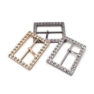 China 30mm Nickel Free, 35mm, 40mm, 45mm, 50mm, Large Decorative Long Square Plating Gold Tri Glide Metal Crystal Pin Buckle Buckle for sale