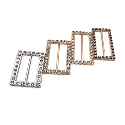 China Elegant Nickel Free Rhinestone Chair Sash Buckle for Wedding Banquet Party Rectangle Rhinestone Slider for sale