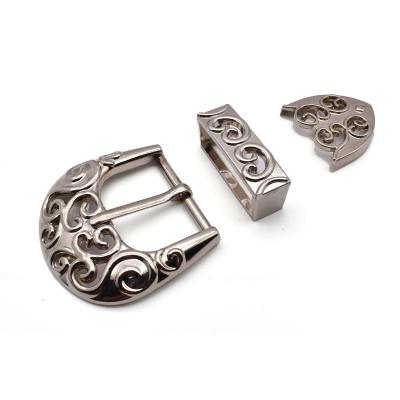 China Eco-friendly Solid Brass Zinc Alloy Western Belt Buckle Belt Buckle Set 3 Pieces 2.5cm Wide Solid Brass Buckle for sale