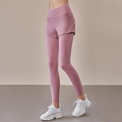 China Wholesale Yoga Gym Workout Fitness Movement Breathable Two Piece Shorts And Gaiters Logo Sports Women Seamless Custom Leggings Butt Crac! crack! for sale