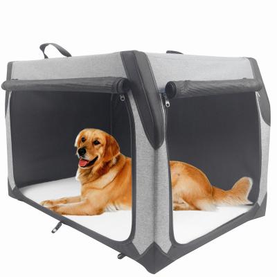 China 3 Door Breathable Soft Pet Crate Outdoor Travel Large Indoor Folding Dog Kennels for sale