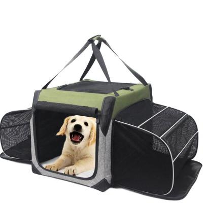 China Breathable Soft Sided Foldable Luxury Dog Crate House Pet Carrier Dog Crates Training Kennel With Dog Bed for sale