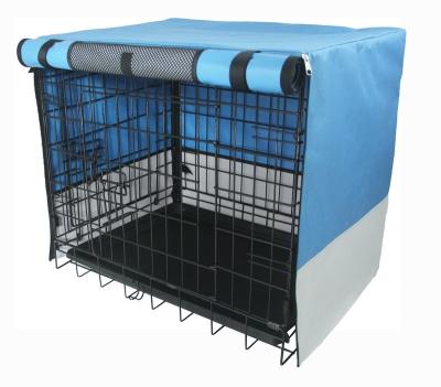 China Large Breathable Foldable Outdoor Pet Carrier Iron Wire Dog Cage Crate Kennel Carriers With Cover for sale