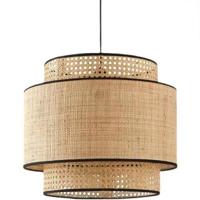 China Modern Japanese Rattan Art Handmade Fabric Chandelier Bamboo Woven Nordic Single Chandelier for sale