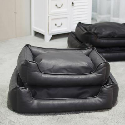 China Viable Indestructible Manufacturer Luxury Soft Outdoor Pu Leather Dog Bed Sofa For Dog for sale