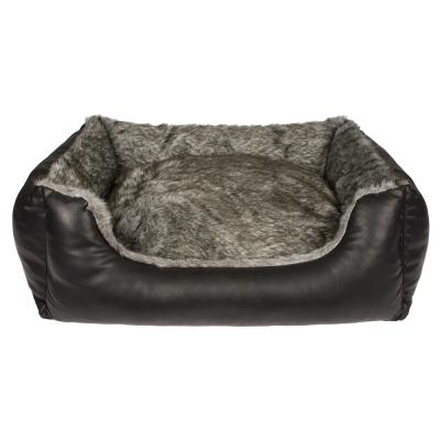 China Sustainable Leather Soft Memory Foam Black Luxury Dog Sofa Bed for sale