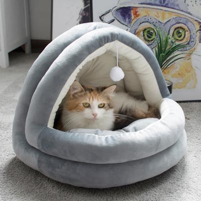 China Manufacturer Wholesale Plush PP Sustainable Soft Cotton Yurt Folding Cat Bed for sale