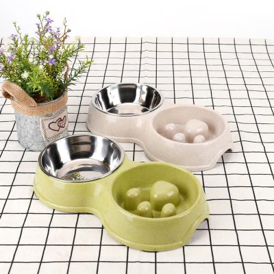 China Sustainable Wholesale Bone Shaped Stainless Steel Metal Double Feeder Cat Pet Dog Bowl for sale