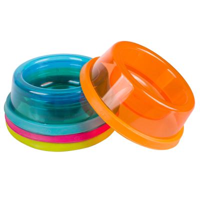 China Sustainable Transparent Plastic Anti-Slip Food Dog Bowl With Rubber Ring for sale