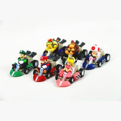 China Super Action Figure 6pcs/set Mario Bros Mini Kart Cars Animal Figure Toys Pull Back Vehicle Kart For Kids for sale